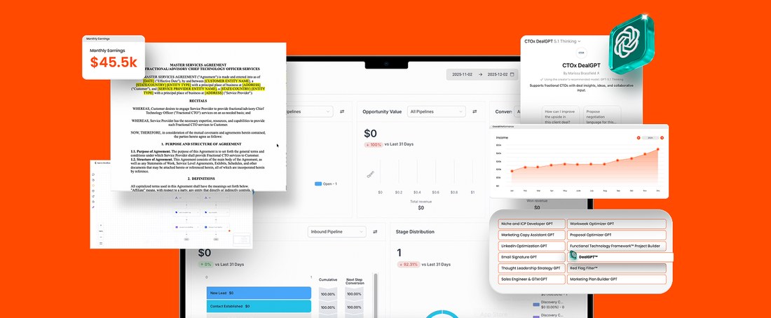 CTOx CRM, contracts, earnings dashboard and DealGPT